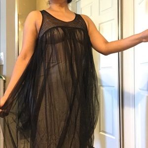Lilith Black Tulle MIDI See Through Dress